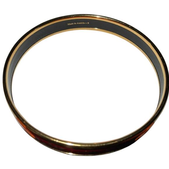 Hermes Enamel Cloisonne Yellow x Gold Bangle Bracelet W/Box - Picture 4 of 11